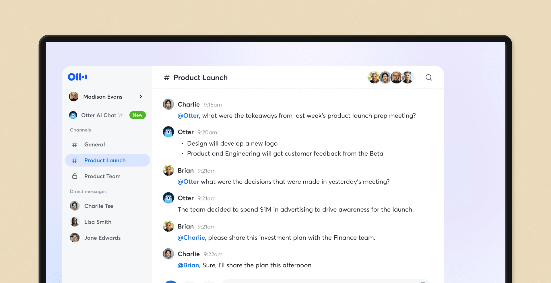 Otter product screen