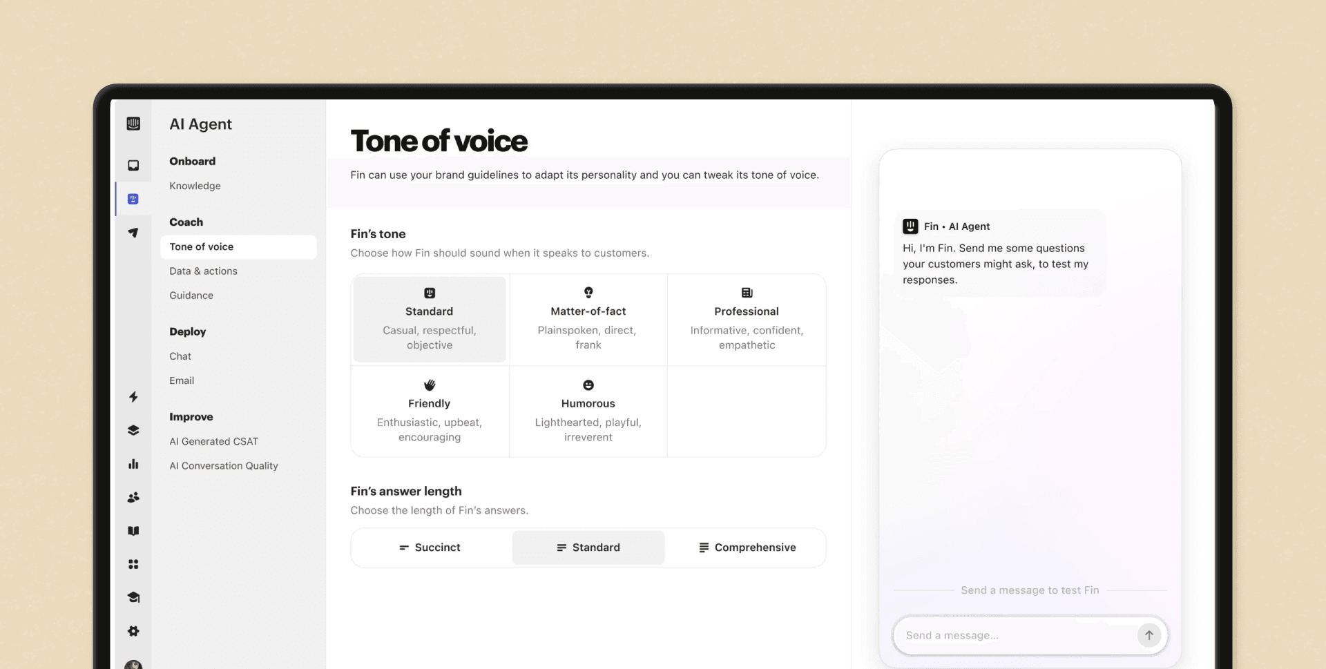 Intercom product screen