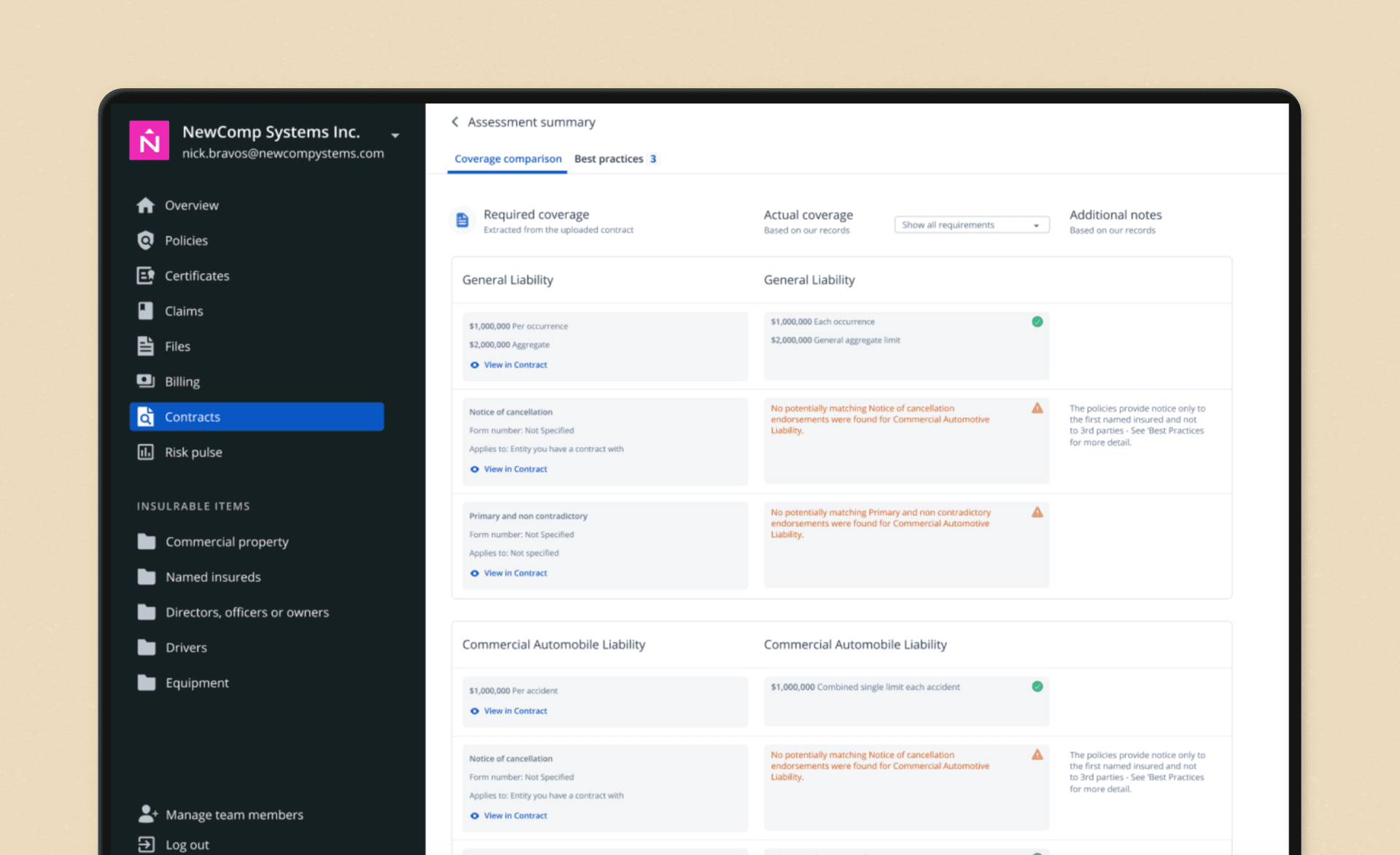 Newfront Product Screen