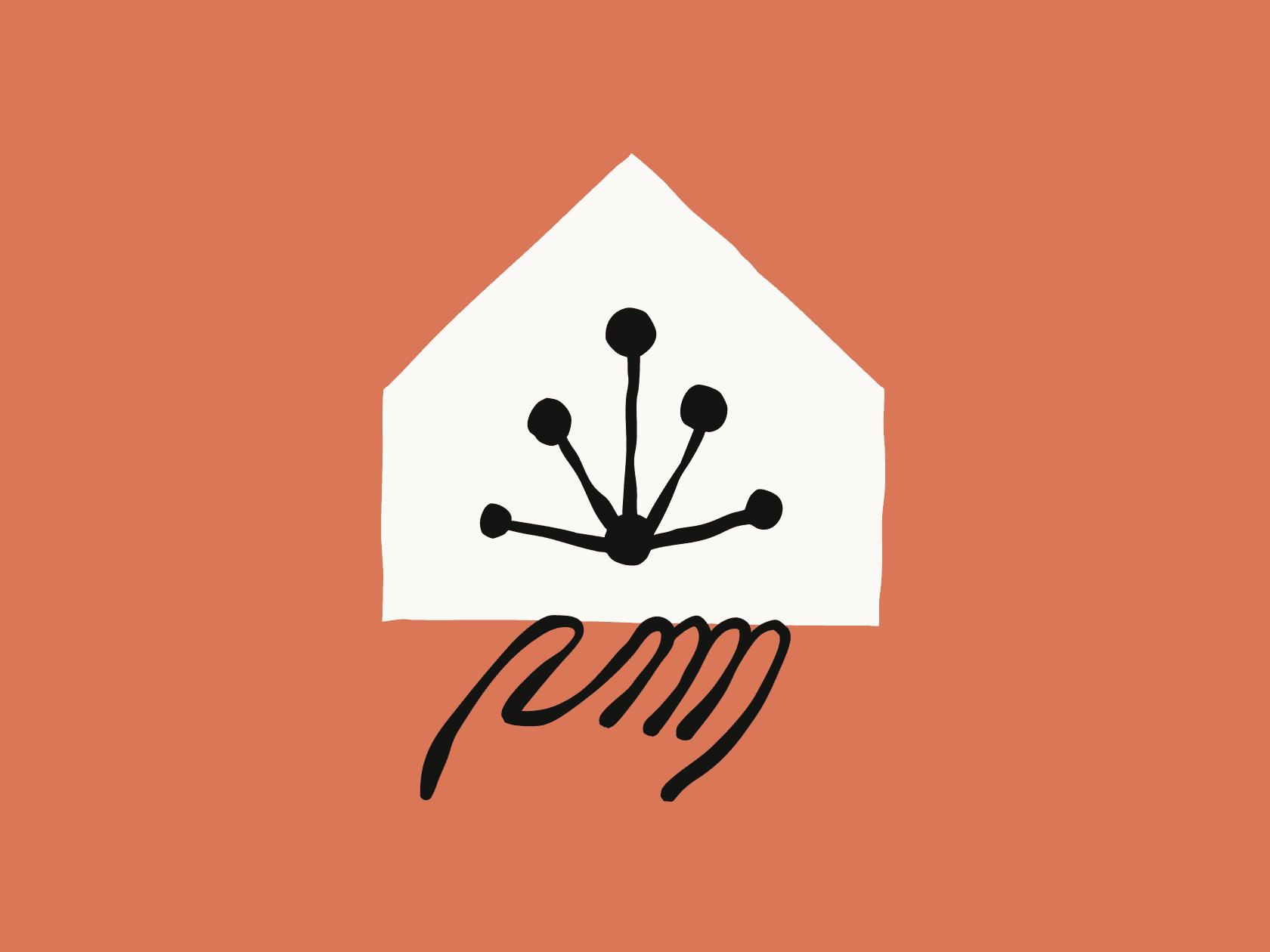 Image of a hand holding a house shape with 5 nodes inside the house