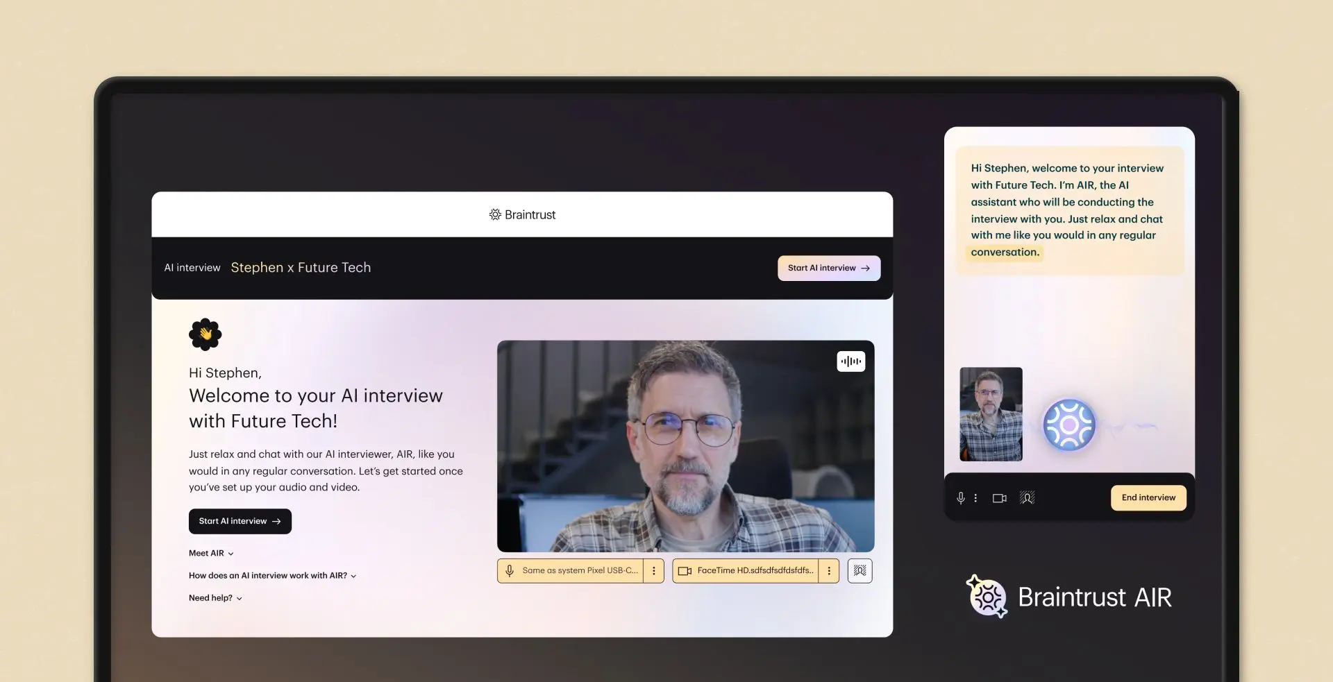Braintrust product screen
