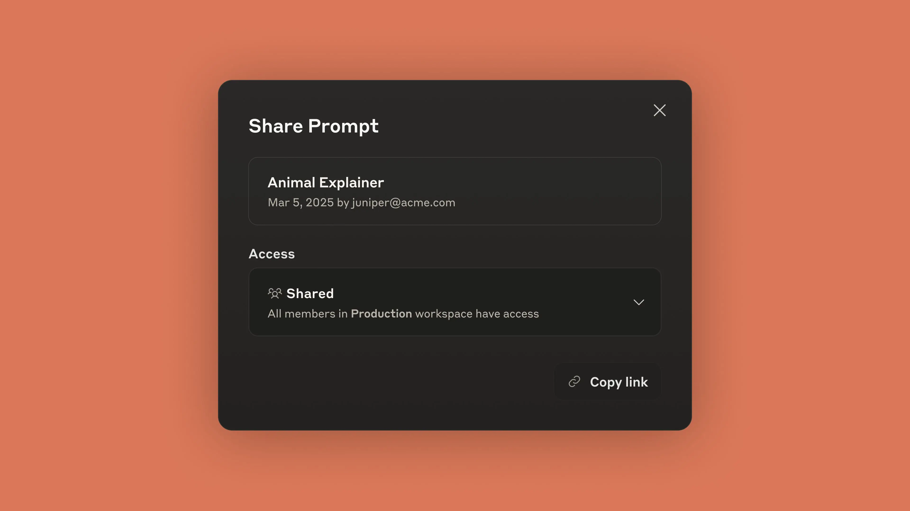 A screenshot of a prompt that has been shared.