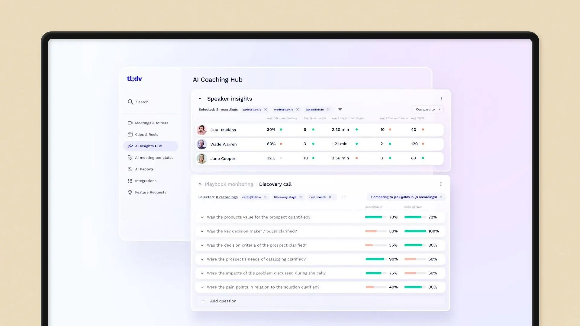 tl;dv AI coaching hub